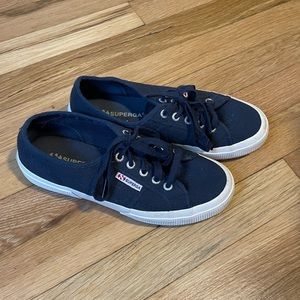 Navy Superga’s. Size 7. Worn once